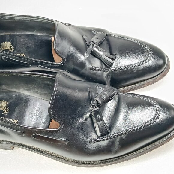 Johnston & Murphy Crown Aristocraft Black Tassel Loafers Mens 12 USA Made VGUC - Picture 1 of 15